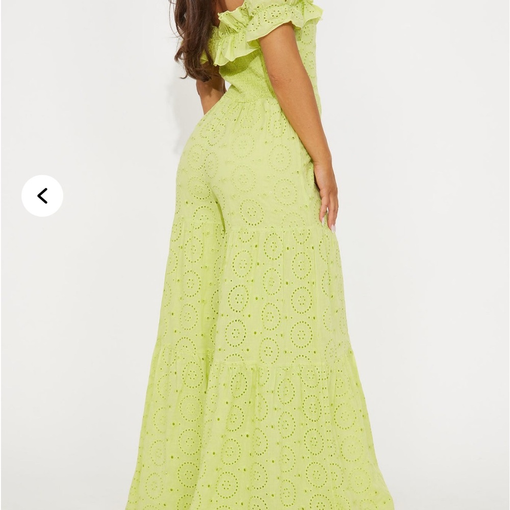 Fashion Nova Light Green Eyelet Jumpsuit